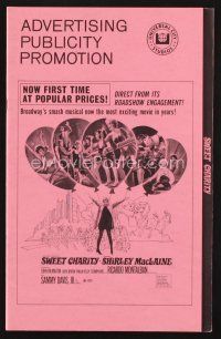 2x227 SWEET CHARITY pressbook '69 Bob Fosse musical starring Shirley MacLaine, it's all about love!