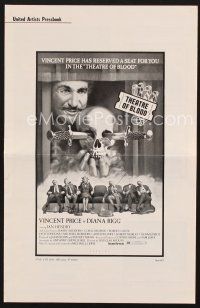 2x233 THEATRE OF BLOOD pressbook '73 art of Vincent Price holding bloody skull w/dead audience!