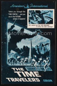 2x235 TIME TRAVELERS pressbook '64 cool Reynold Brown sci-fi art of the crack in space and time!