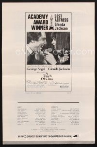 2x244 TOUCH OF CLASS pressbook '73 close up of George Segal toasting Glenda Jackson with wine!