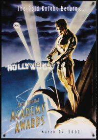 2y002 74TH ANNUAL ACADEMY AWARDS TV heavy stock 1sh '02 cool Alex Ross art of Oscar over Hollywood!