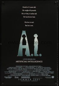 2y014 A.I. ARTIFICIAL INTELLIGENCE advance 1sh '01 Steven Spielberg, Haley Joel Osment, Jude Law