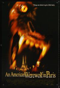 2y070 AMERICAN WEREWOLF IN PARIS int'l DS 1sh '97 horror image of giant werewolf behind Eiffel Tower