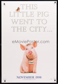 2y129 BABE PIG IN THE CITY teaser DS 1sh '98 cute image of director George Miller's talking pig!