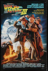2y134 BACK TO THE FUTURE III DS 1sh '90 Michael J. Fox, Chris Lloyd, Zemeckis, Drew Struzan art!