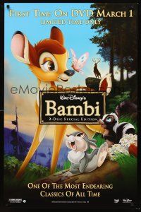 2y139 BAMBI video 1sh R05 Walt Disney cartoon deer classic, great art with Thumper & Flower!