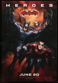 2y145 BATMAN & ROBIN advance DS 1sh '97 heroes George Clooney, O'Donnell & Silverstone!
