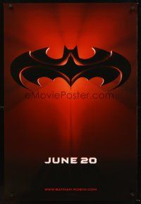2y144 BATMAN & ROBIN advance DS 1sh '97 Clooney, O'Donnell, cool image of bat symbol