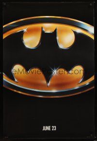 2y147 BATMAN glossy teaser 1sh '89 Michael Keaton, Jack Nicholson, directed by Tim Burton!