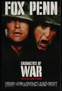 2y236 CASUALTIES OF WAR signed 1sh '89 by Michael J. Fox who argues with Sean Penn!