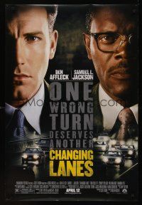 2y244 CHANGING LANES advance DS 1sh '02 giant headshots of Samuel L Jackson & Ben Affleck!