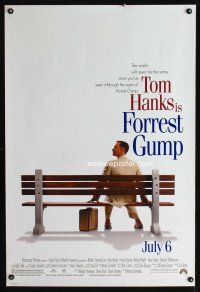 2y359 FORREST GUMP advance 1sh '94 Tom Hanks sits on bench, Robert Zemeckis classic!