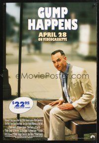 2y361 FORREST GUMP video 1sh '94 Tom Hanks sits on bench, Robert Zemeckis classic!