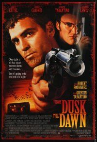 2y369 FROM DUSK TILL DAWN 1sh '95 close image of George Clooney & Quentin Tarantino, vampires!