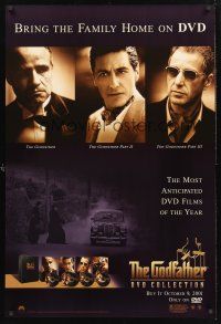 2y386 GODFATHER DVD COLLECTION video 1sh '01 cool portrait images of Marlon Brando & Al Pacino!