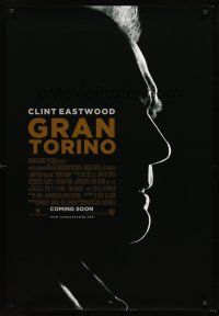 2y401 GRAN TORINO advance DS 1sh '08 cool shadowy profile of Clint Eastwood!