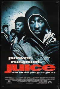 2y484 JUICE recalled advance 1sh '92 Ernest R. Dickerson directed, Omar Epps, Tupac Shakur w/gun!