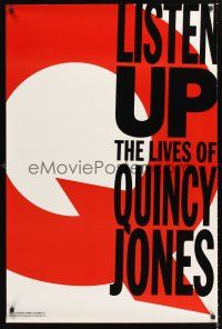 2y541 LISTEN UP: THE LIVES OF QUINCY JONES teaser 1sh '90 documentary of the jazz legend!
