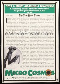 2y569 MICROCOSMOS New York Times style 1sh '96 great praying mantis image!