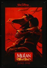 2y584 MULAN teaser DS 1sh '98 Walt Disney Ancient China cartoon, cool animated action!