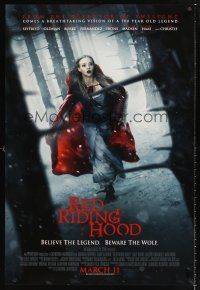 2y634 RED RIDING HOOD advance DS 1sh '11 Amanda Seyfried, believe the legend, beware the wolf!
