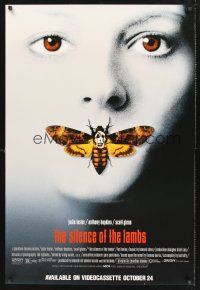 2y674 SILENCE OF THE LAMBS 2-sided video 1sh '90 great images of Jodie Foster, Anthony Hopkins!