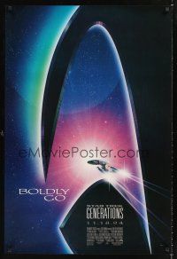 2y695 STAR TREK: GENERATIONS advance 1sh '94 cool sci-fi art of the Enterprise, Boldly Go!