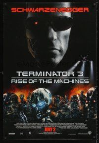 2y719 TERMINATOR 3 advance DS 1sh '03 Arnold Schwarzenegger, creepy image of killer robots!