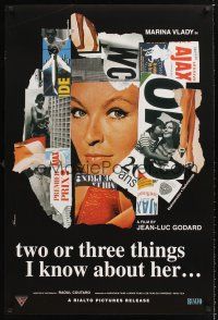 2y750 TWO OR THREE THINGS I KNOW ABOUT HER 1sh R07 Jean-Luc Godard, sexy Marina Vlady!