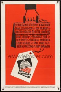 2z035 ADVISE & CONSENT 1sh '62 Otto Preminger, classic Saul Bass Washington Capitol artwork!