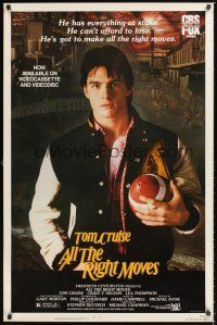 2z045 ALL THE RIGHT MOVES video 1sh '83 close up of high school football player Tom Cruise!