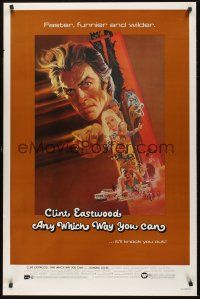 2z059 ANY WHICH WAY YOU CAN 1sh '80 cool artwork of Clint Eastwood & Clyde by Bob Peak!