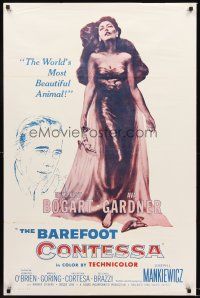 2z081 BAREFOOT CONTESSA 1sh R60 Humphrey Bogart & artwork of sexy full-length Ava Gardner!