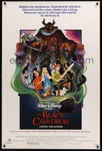 2z096 BLACK CAULDRON advance 1sh '85 first Walt Disney CG, cool fantasy art by Wensel!