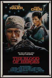 2z102 BLOOD OF HEROES 1sh '89 E. Sciotti artwork of football players Rutger Hauer, Joan Chen!