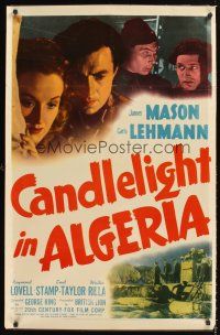 2z137 CANDLELIGHT IN ALGERIA laminated 1sh '44 film noir, art of James Mason & Carla Lehmann!