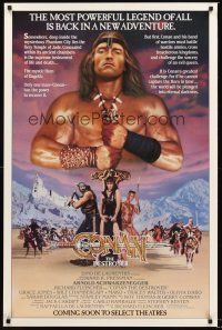 2z166 CONAN THE DESTROYER advance 1sh '84 Arnold Schwarzenegger is the most powerful legend of all!