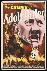 2z178 CRIMES OF ADOLF HITLER 1sh '61 German documentary, wild artwork of flaming swastika!