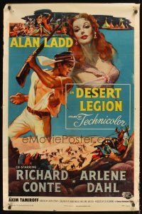 2z201 DESERT LEGION laminated 1sh '53 Alan Ladd in the French Foreign Legion & sexy Arlene Dahl!