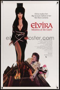 2z235 ELVIRA MISTRESS OF THE DARK 1sh '88 great image of sexy Cassandra Peterson tied to stake!