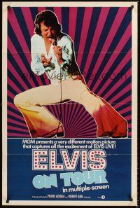 2z236 ELVIS ON TOUR int'l 1sh '72 cool full-length image of Elvis Presley singing into microphone!