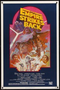 2z239 EMPIRE STRIKES BACK 1sh R82 George Lucas sci-fi classic, cool artwork by Tom Jung!