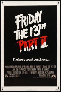2z296 FRIDAY THE 13th PART II 1sh '81 summer camp slasher horror sequel, the body count continues!