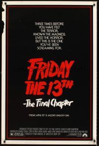 2z294 FRIDAY THE 13th - THE FINAL CHAPTER 1sh '84 Part IV, slasher sequel, Jason's unlucky day!