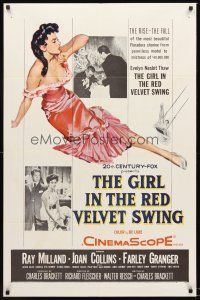 2z311 GIRL IN THE RED VELVET SWING 1sh '55 art of sexy Joan Collins as Evelyn Nesbitt Thaw!