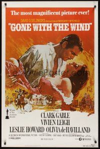 2z318 GONE WITH THE WIND 1sh R80 Clark Gable, Vivien Leigh, Terpning art, all-time classic!
