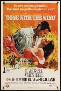 2z319 GONE WITH THE WIND 1sh R89 Clark Gable, Vivien Leigh, Terpning art, all-time classic!