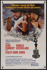 2z326 GREAT TRAIN ROBBERY 1sh '79 art of Sean Connery, Sutherland & Lesley-Anne Down by Tom Jung!