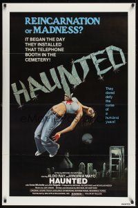 2z339 HAUNTED 1sh '77 reincarnation or madness, ultra gruesome artwork image!