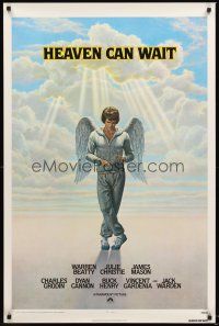 2z342 HEAVEN CAN WAIT int'l 1sh '78 art of angel Warren Beatty wearing sweats by Lettick, football!